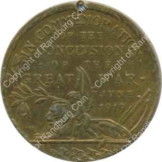 SA 1919 Roodepoort 5th anniversary of conclusion of WW1 Commemorative medal rev