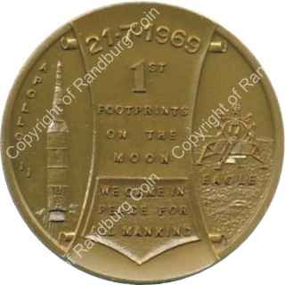 USA 1969 First footprints on the moon copper medallion ob