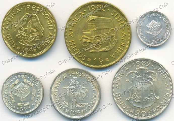 SA 1962 Unc 6 coin set rev