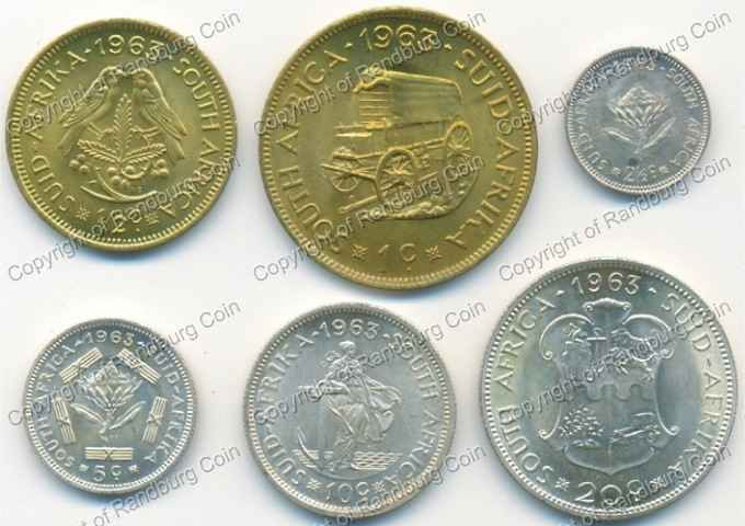 SA 1963 Unc 6 coin set rev