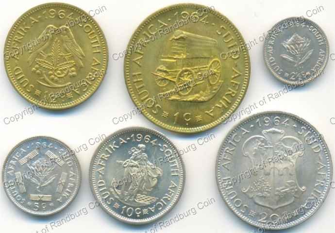 SA 1964 Unc 6 coin set rev