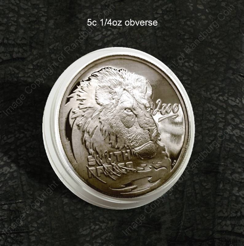 2004_SA_Silver_Quarter_oz_5c_Big_Five_X5_Coin_Set_in_Hide_Wallet_Lion_2000_ob