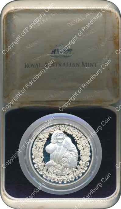 Australia 2002 Silver proof 5 Dollar Queen Mother box rev