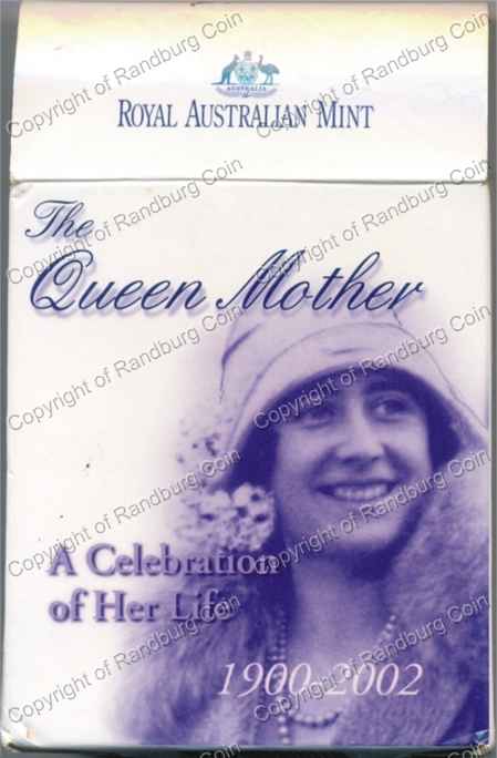 Australia 2002 Silver proof 5 Dollar Queen Mother cover