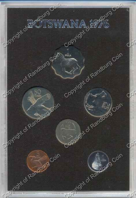 Botswana 1976 Proof Coin Set in Perspex ob