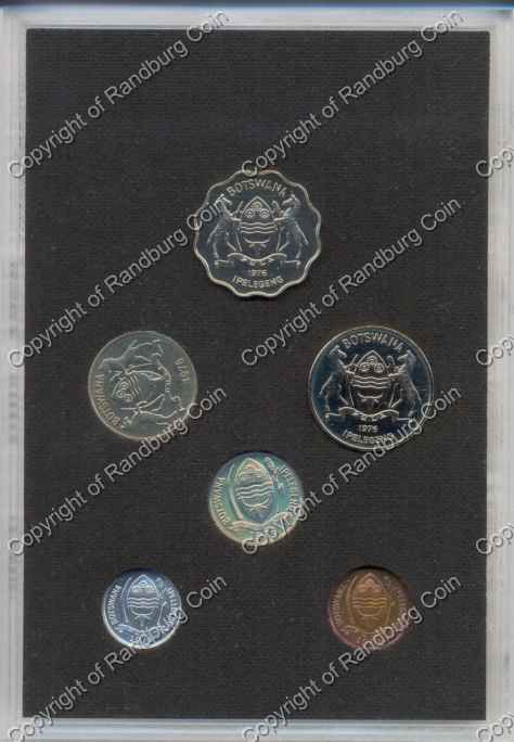 Botswana 1976 Proof Coin Set in Perspex rev