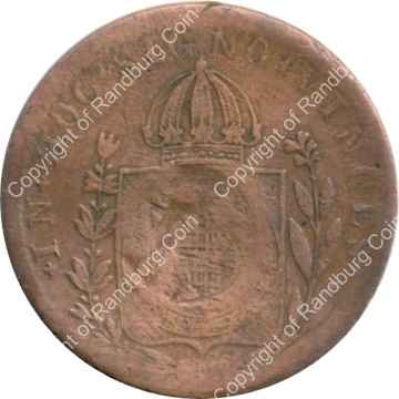 Brazil ND(1835) 40 Reis countermark on 80 reis ob