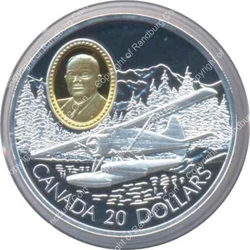 Canada_1991_Silver_20_Dollar_Beaver_de_Havilland_Coin_rev