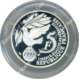 France_1995_0.900_silver_5_Franc_50th_anniv_UN_coin_ob.jpg