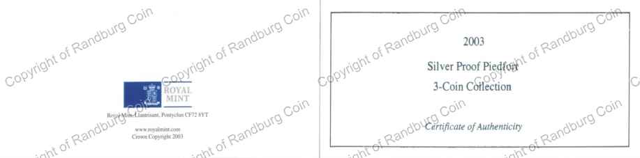 GB 2003 Silver Proof Piedfort 3 coin Collection cert ob