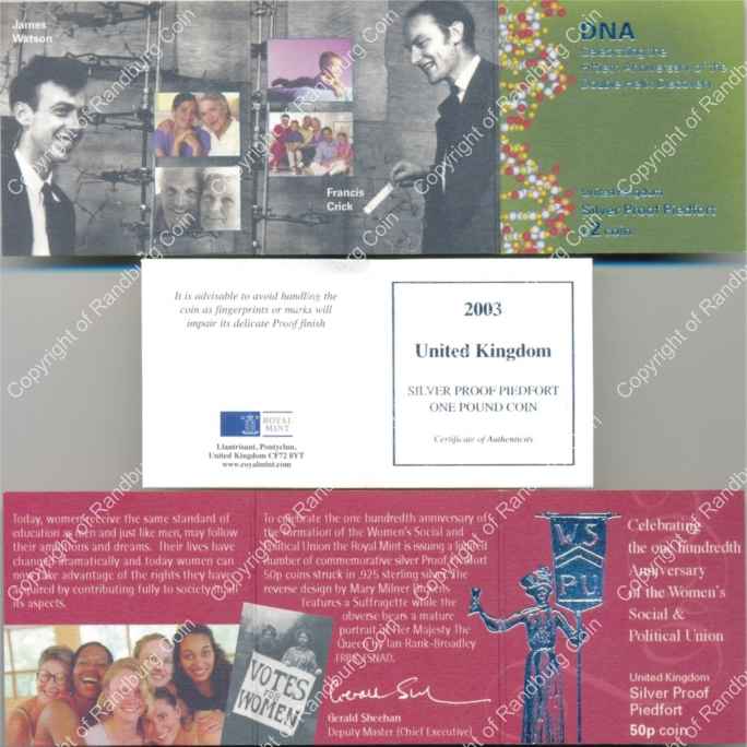 GB 2003 Silver Proof Piedfort 3 coin Collection certs ob