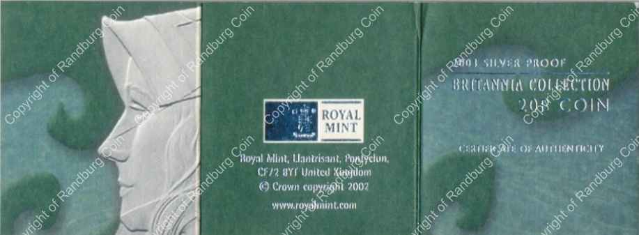 GB 2003 silver proof Britannia 20p cert ob