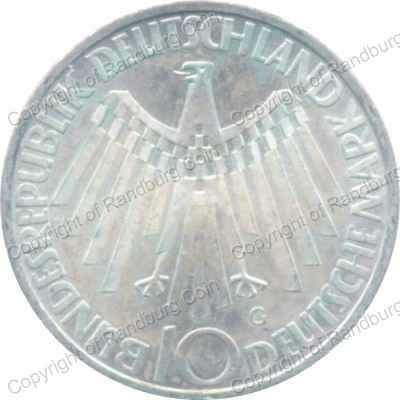 Germany Federal Republic 1972G Silver 10 Mark ob2
