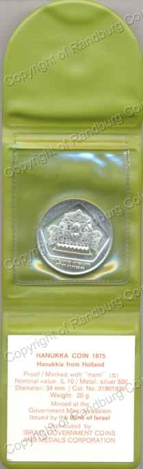 Israel_1975_Silver_PF_10_Lirot_Hanukka_Holland_ob