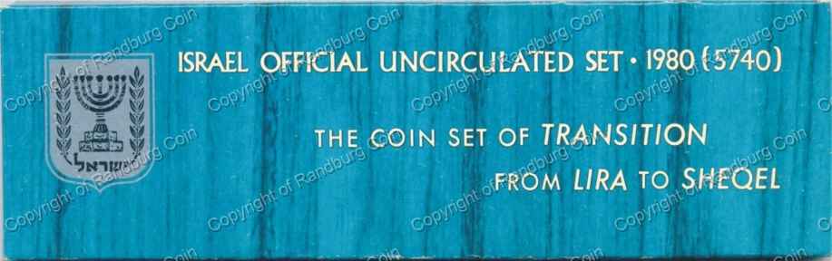 Israel 1980 Uncirculated Coin set Transition Lira to Sheqel box
