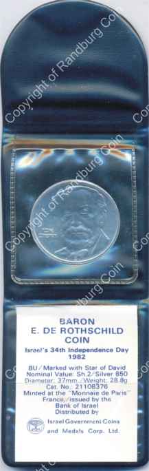 Israel 1982 silver 2 Sheqalim BU Independence Day inob