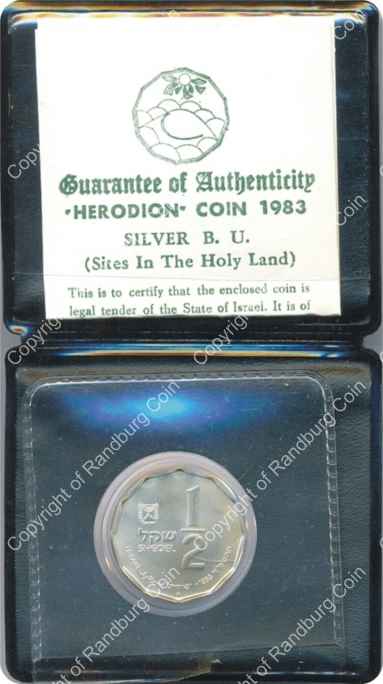 Israel 1983 silver Half Sheqel BU Herodion inob