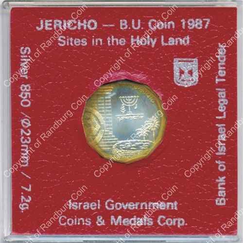 Israel 1987 silver Half Sheqel BU Jericho ob
