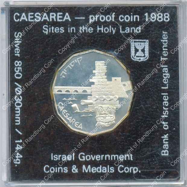 Israel 1988 silver 1 Sheqel Proof Caesarea ob