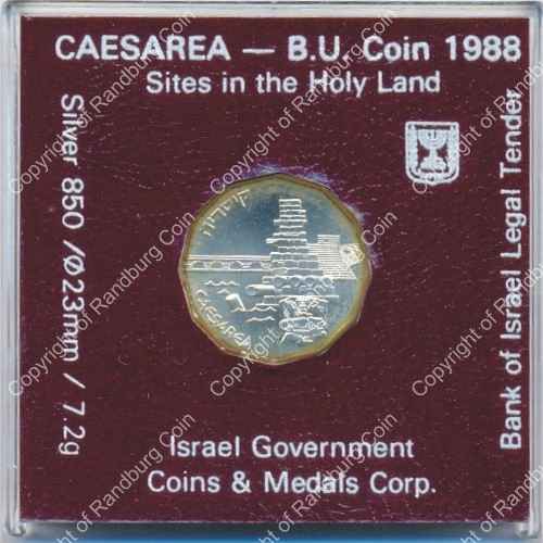 Israel 1988 silver Half Sheqel BU Caesarea ob
