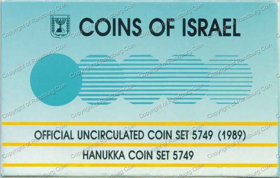Israel 1989 Uncirculated coin set and Hanukka set box