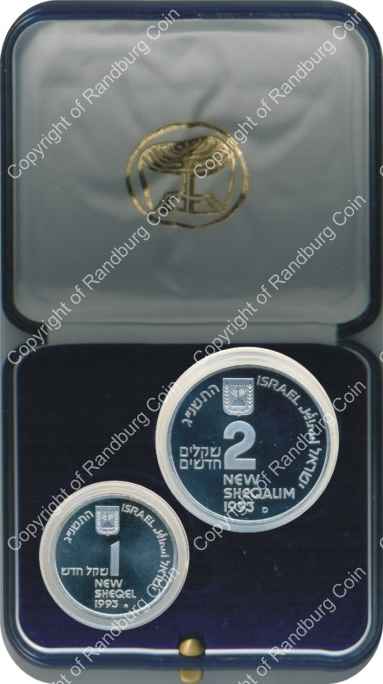 Israel 1993 Silver 1 and 2 Sheq set Independence Day inob