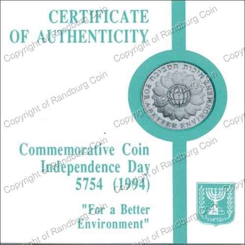 Israel 1994 Silver 1 and 2 Sheq set Independence Day cert
