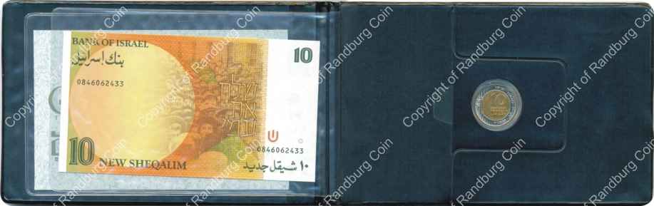 Israel 1995 Golda Meir 10 New Sheqalim coin and note set revb