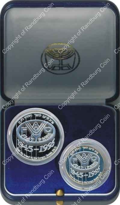 Israel 1995 Silver 1 and 2 Sheq set FAO 50th Anniversary inrev