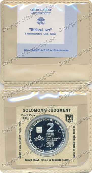 Israel 1995 silver Proof 2 New Sheqalim Biblical Art inob