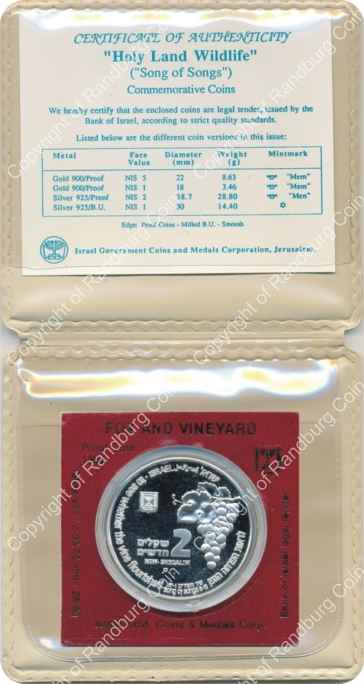 Israel 1995 silver Proof 2 New Sheqalim Holy Land Wildlife inob