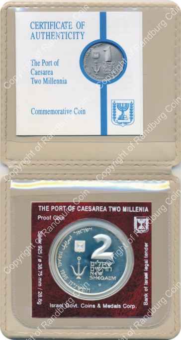 Israel 1995 silver Proof 2 New Sheqalim Port of Caesarea inob