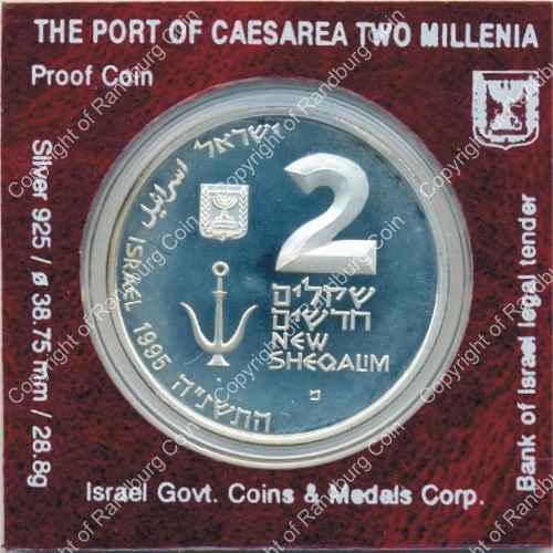 Israel 1995 silver Proof 2 New Sheqalim Port of Caesarea ob