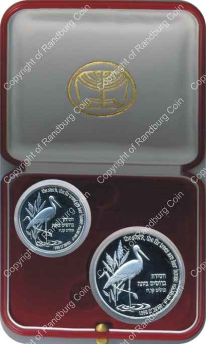 Israel 1998 Silver 1 and 2 Sheq set Holy Land Wildlife inrev