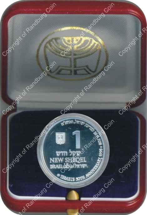 Israel 1998 silver 1 New Sheqel PL 50th Anniversary inob