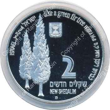 Israel 1998 silver Proof 2 New Sheqalim Holy Land Wildlife ob