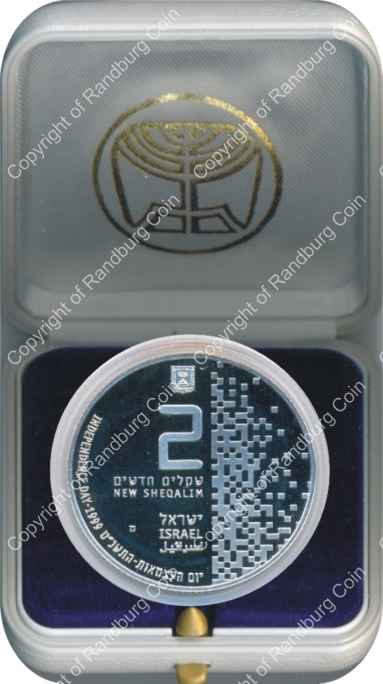 Israel 1999 silver Proof 2 New Sheqalim Independence Day inob