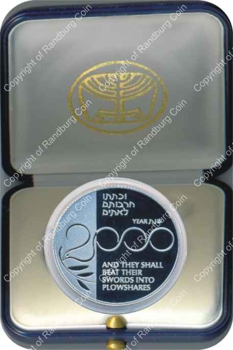 Israel 1999 silver Proof 2 New Sheqalim Year 2000 inrev
