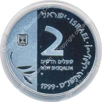 Israel 1999 silver Proof 2 New Sheqalim Year 2000 ob
