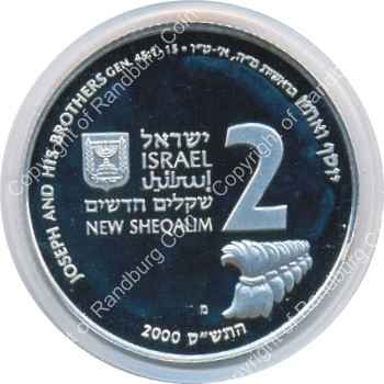 Israel 2000 silver Proof 2 New Sheqalim Biblical Art ob