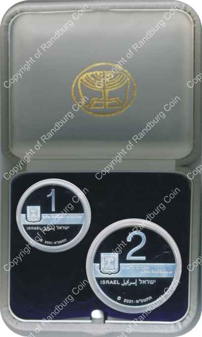 Israel 2001 Silver 1 and 2 Sheq set Art and Culture Music inob