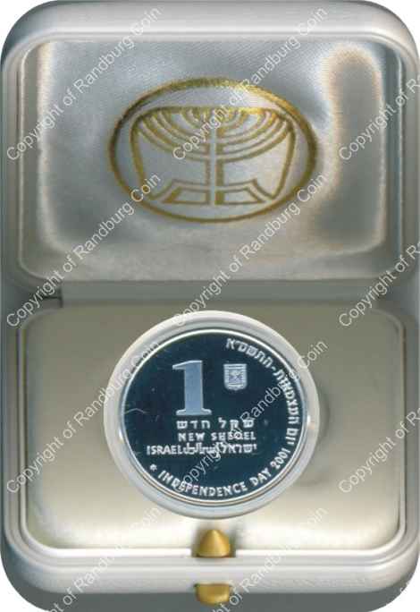 Israel 2001 silver 1 New Sheqel PL Independence Day inob