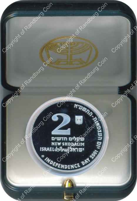 Israel 2001 silver Proof 2 New Sheqalim Independence Day inob