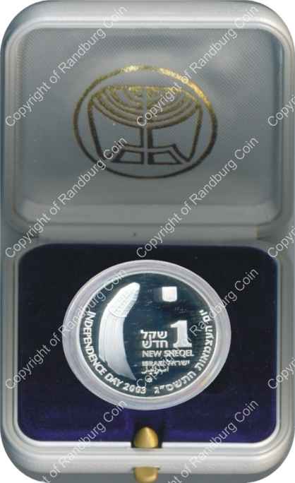 Israel 2003 silver 1 New Sheqel PL Independence Day inob