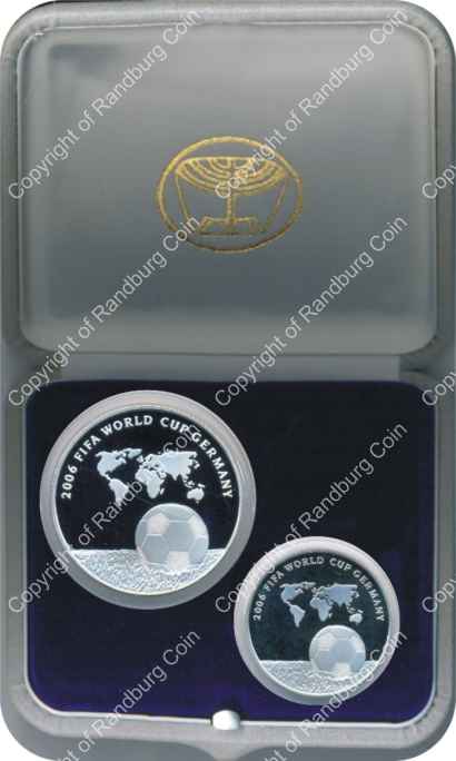 Israel 2004 Silver 1 and 2 Sheq set 2006 FIFA World Cup inrev