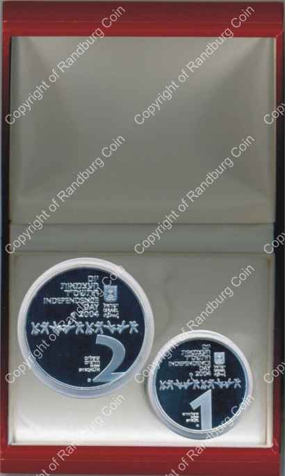 Israel 2004 Silver 1 and 2 Sheq set Independence Day Children inob