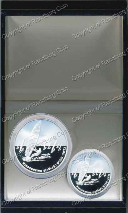 Israel 2004 Silver 1 and 2 Sheq set Olympic Delegation inrev