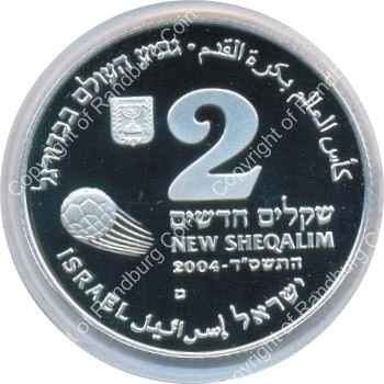 Israel 2004 silver Proof 2 New Sheqalim 2006 FIFA World Cup ob
