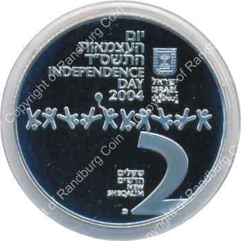 Israel 2004 silver Proof 2 New Sheqalim Independence Day ob