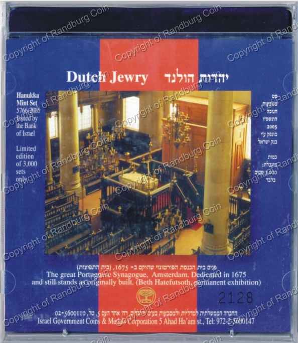 Israel 2005 Hanukka Mint set Dutch Jewry in plastic case